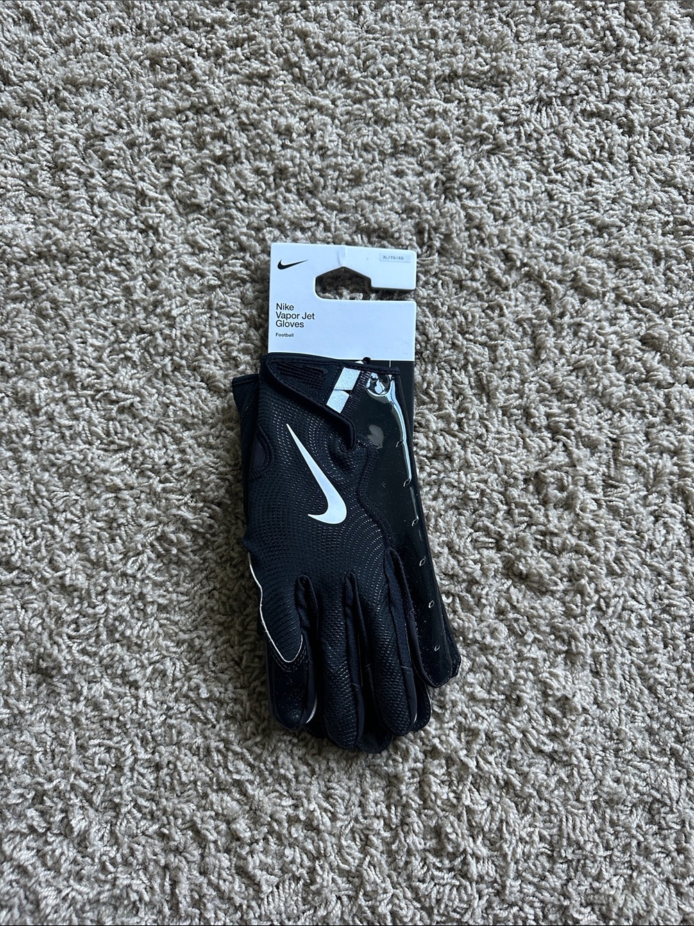 Nike XL Black Football Gloves with White Swoosh